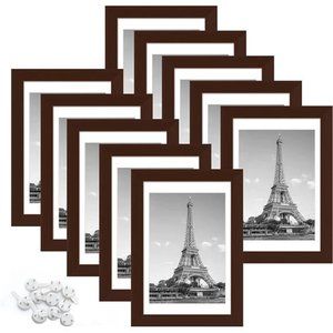 4x6 Picture Frame Set of 10, Display Pictures 3.5x5 with Mat or 4x6 Without Mat